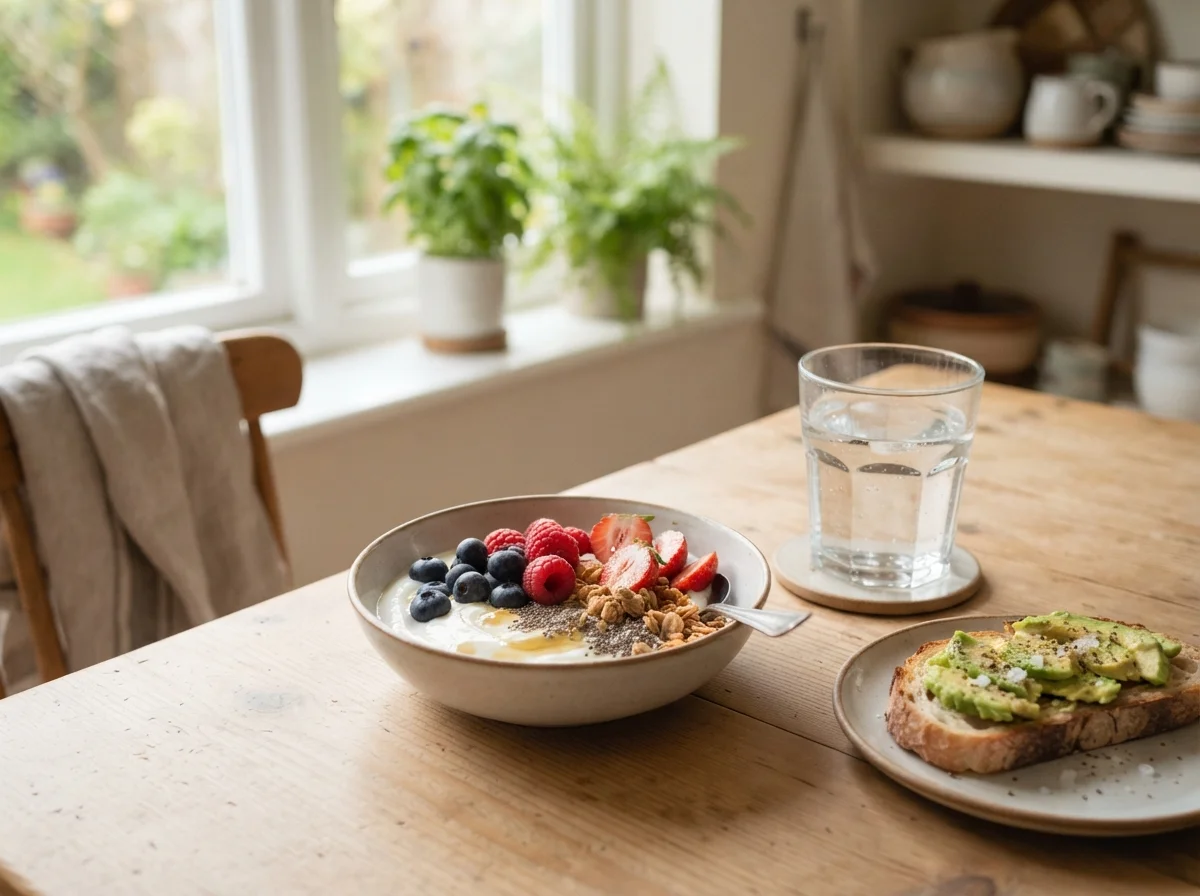 Morning routine with supplement and water
